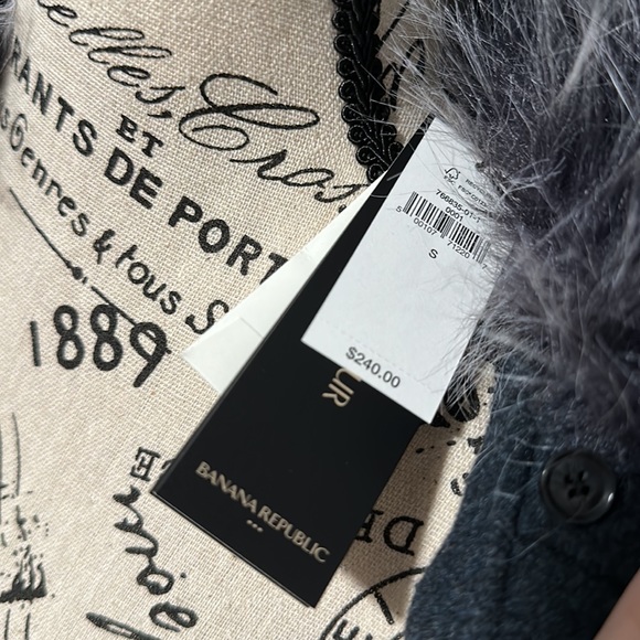 Banana Republic Removable Faux Fur Collar Coat “Blue Heather” - Picture 7 of 13
